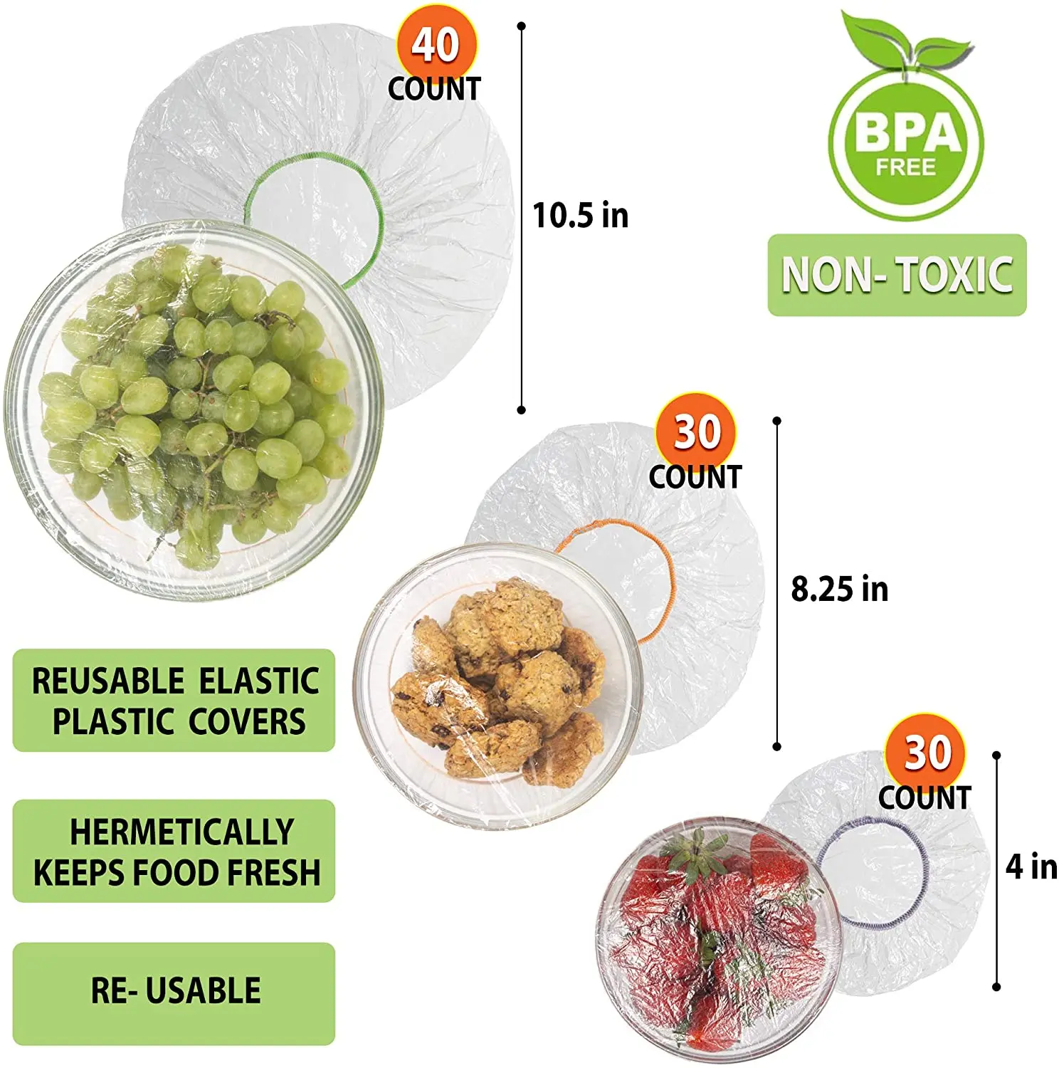 
100PCS Reusable Elastic Wrap Bowl Covers Food Storage Alternative To Foil For Family 