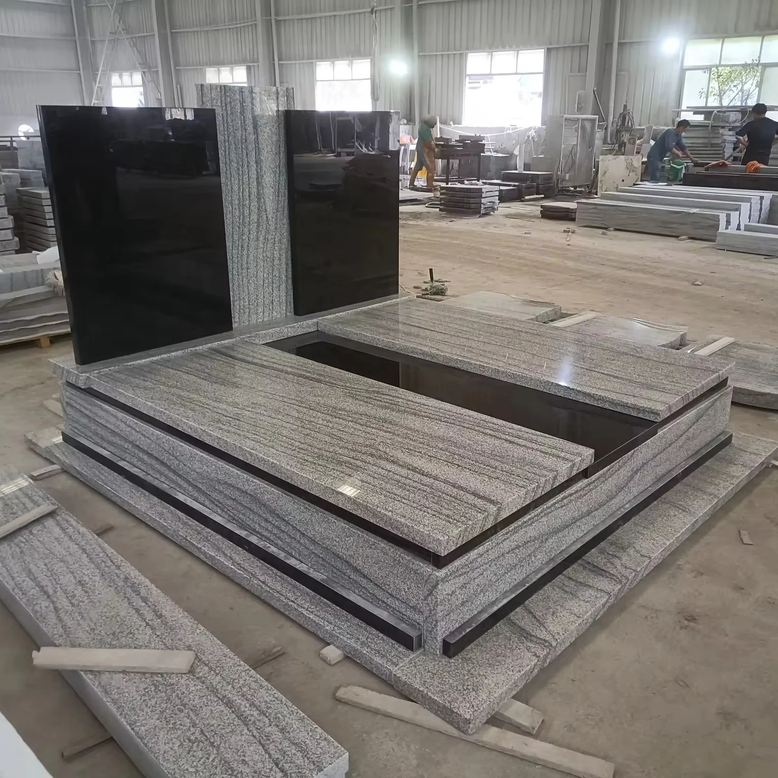 Viscont White Absolute Black Granite Tombstone Companion Granite Monument