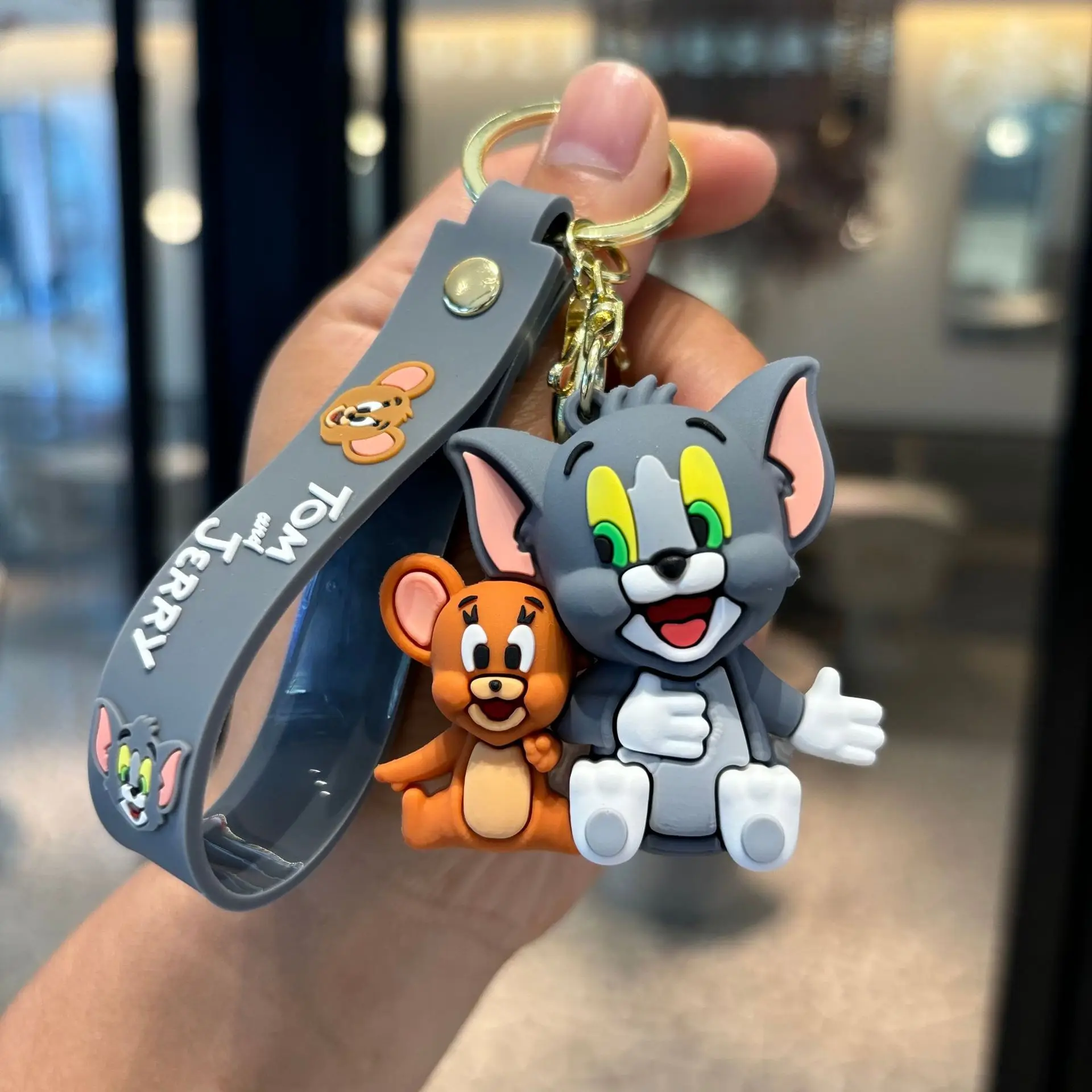 Cross-Border Tom Jerry Cat Mouse Cartoon Doll Pendant PVC Keychain for Couples Babies Small PVC Gift with Baby Catching Machine