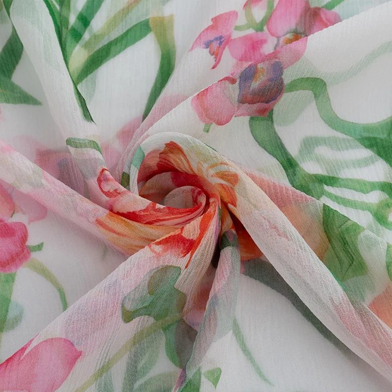 sheer graceful wrinkle fabric 8mm silk crepe Ggt print fabric natural mulberry silk digital print Ggt fabric with OEKO-TEX 100