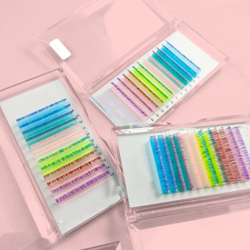 High Quality Festival Coloured Lash Fans Ombre Colored Eyelashes Vendor Custom Color Lash Extensions
