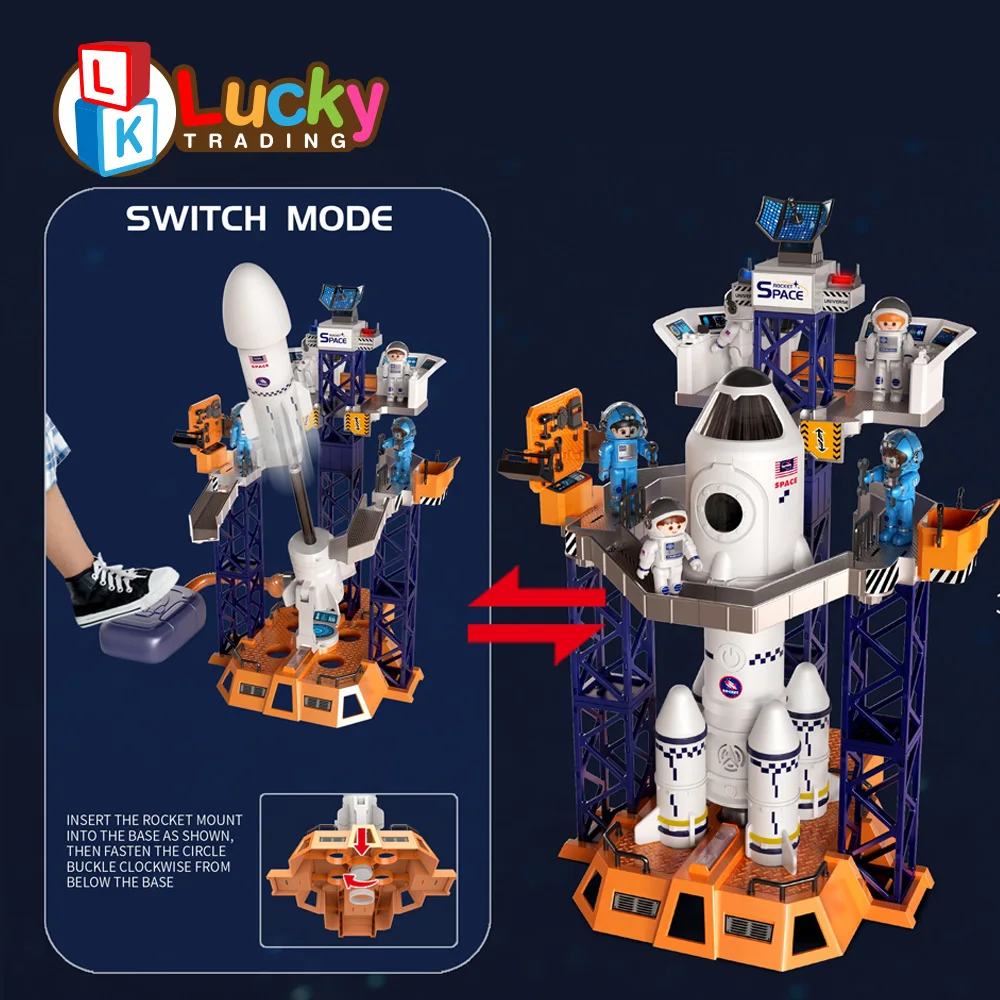Lucky Toys Stomp Kids Spaceship Space Rocket Ship Toys with Launch Control Center & Mini Astronaut