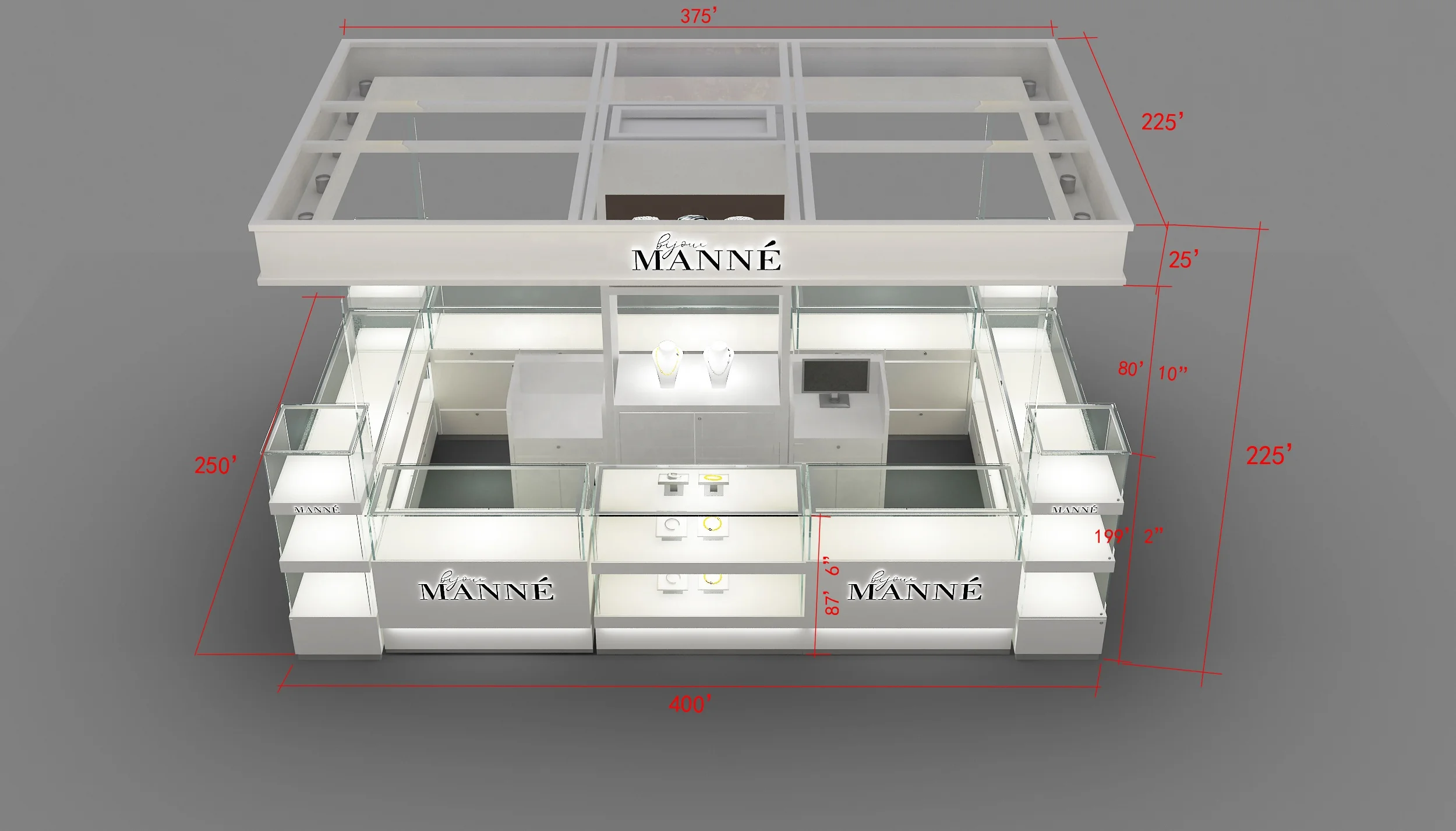 Luxury HighQuality Jewelry Display Cabinet Private Customization Unique Design Simple & Stylish for Malls