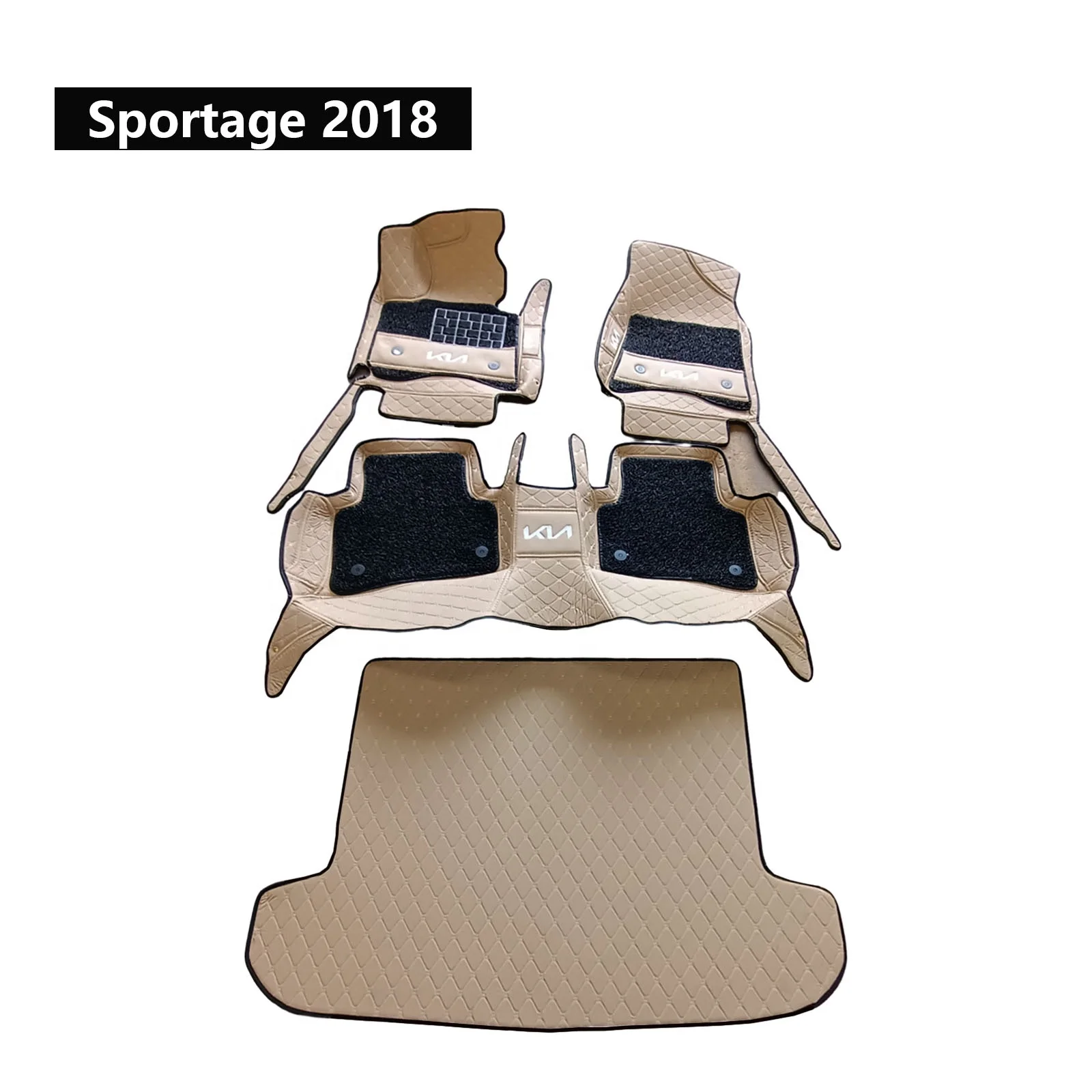 7D Car Floor Mat Covered with High Quality Leather Luxury Car Mats Use for KIA SPORTAGE 2017 2018