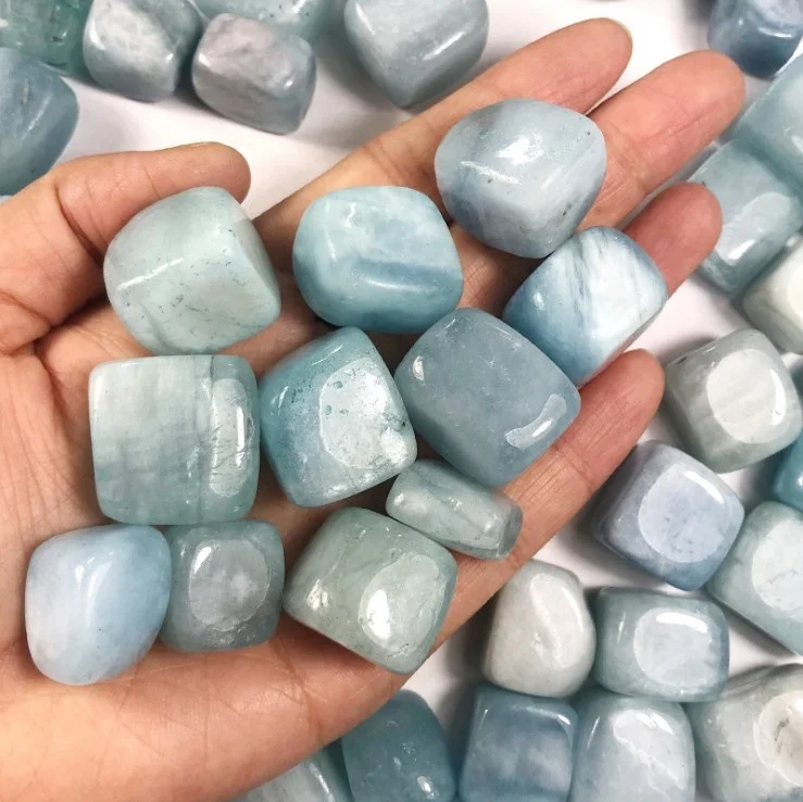 Wholesale natural aquamarine crystal healing tumbled stone aquamarine cubes