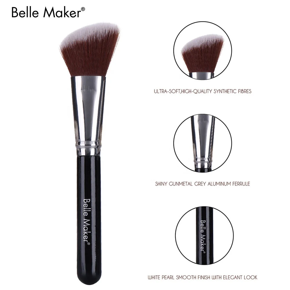 
Black shiny professional Wholesale custom logo fashion upscale glam 3 pcs makeup brush set, contour highlight powder blender 