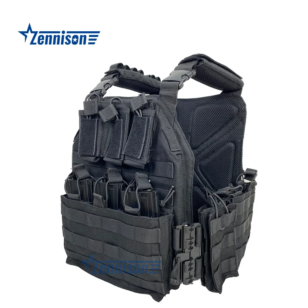 Outdoor Woodland Black Tactical Vest Quick Release Combat Plate Carrier Vest