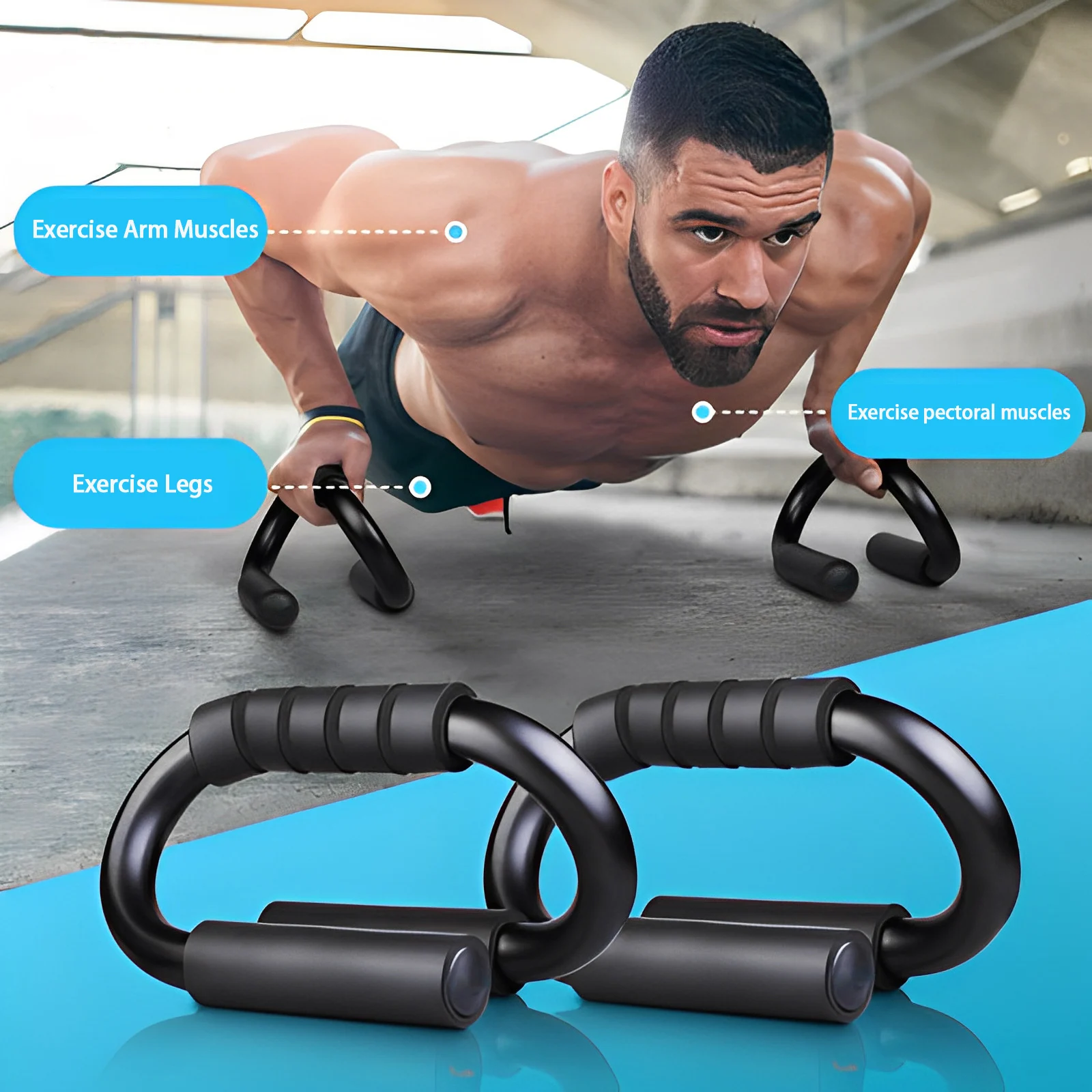 Portable exercise fitness body training S shape steel push up bars