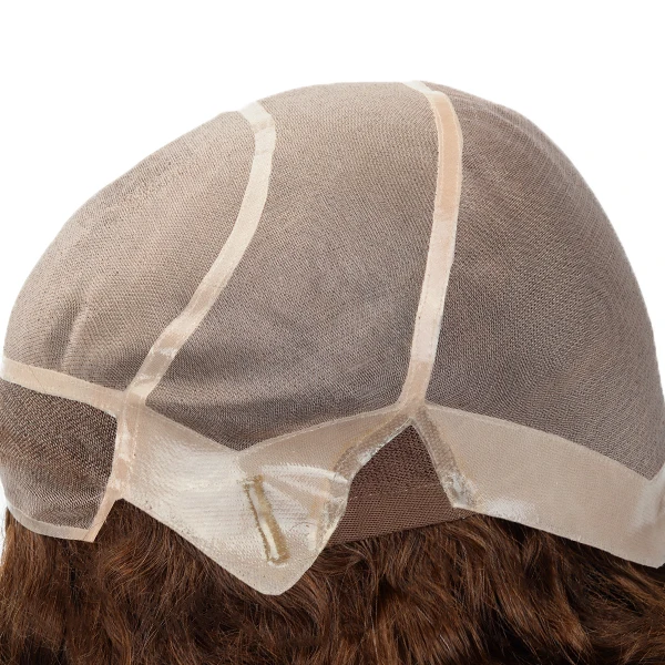 wholesale wig vendor custom women mono lace human remy brown curly hair replacement system wigs