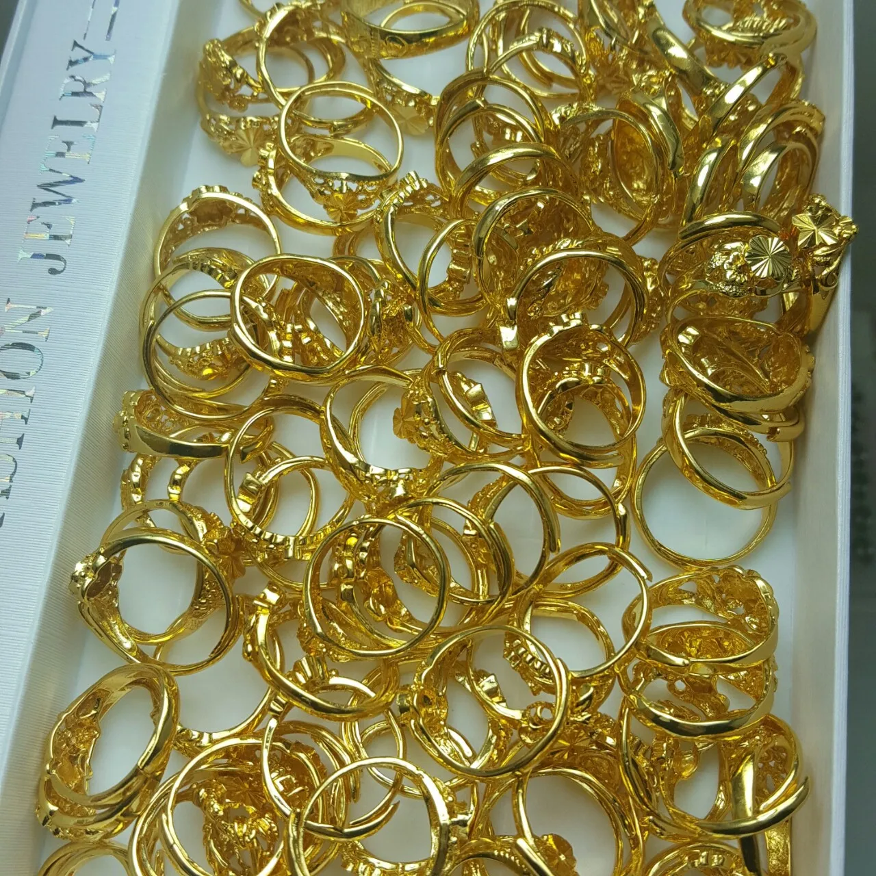 PUSHI cheapest finger ring hotselling simple golden gold plated open finger ring bulk mix adjustable ring gold plated
