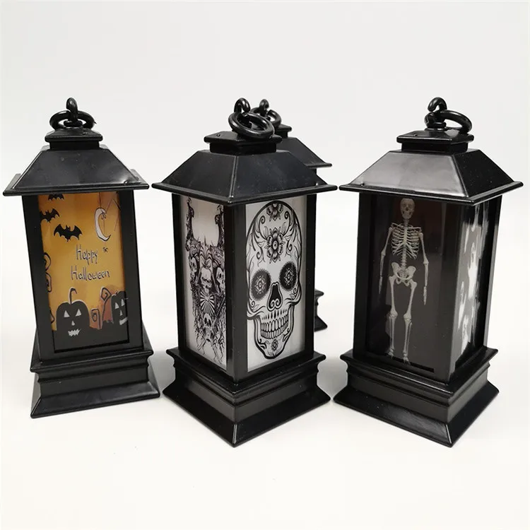 Halloween lantern skeleton candlestick LED colorful gradient lantern pumpkin little nightlight Christmas lighthouse