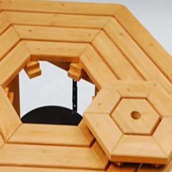 
4pcs hexagon wooden outdoor patio dinning set 1 table 3 seat for garden 