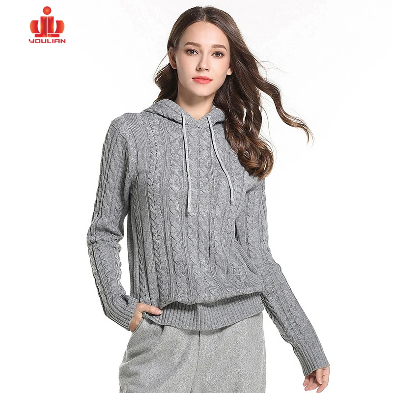 100% Organic Cotton Wool Cashmere Knitted Pullover Mujer Woman Sweater