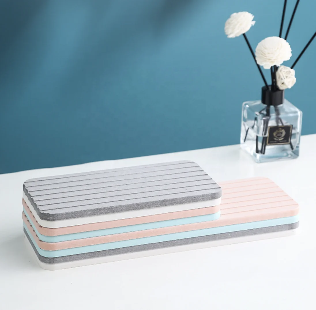 Diatomite Quick Stone Drying Tray Mat Dry Water Absorbent Drink Bar Coaster Vanity Sink Caddy Organizer Dish Soap Sponge Holder