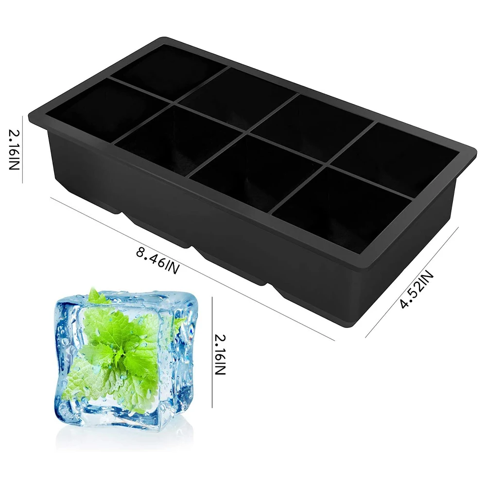 Big 8 Creatives Ice Cube Trays with Lids, Large Silicone Ice Cube Maker Mold with Lids