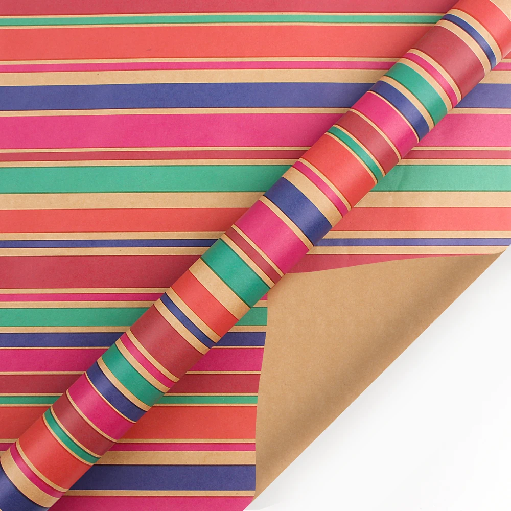 Ribbed Brown Kraft Custom Gift Wrapping Paper For Packing Birthday Gift