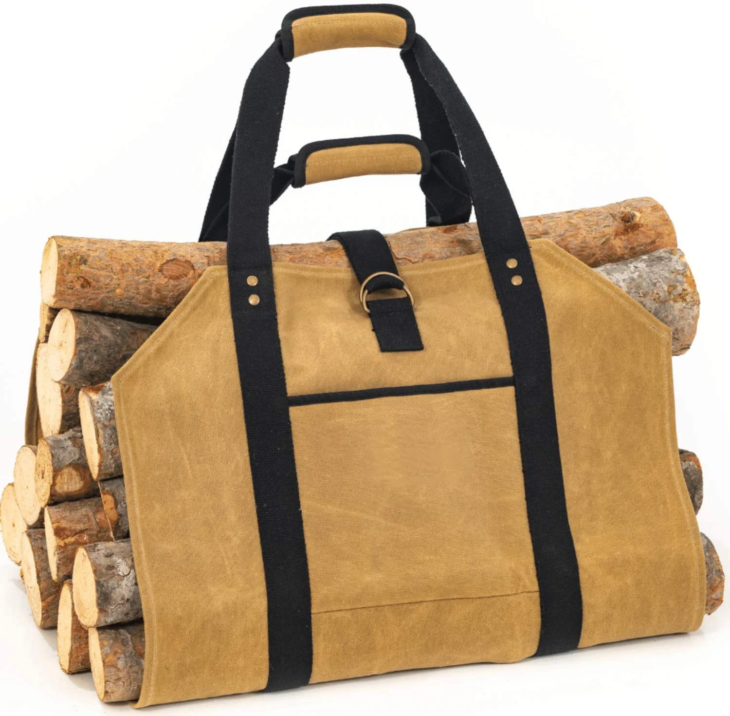 20oz Waxed Canvas Log Carrier for Firewood Bag Wood Carriers with Handles for Fireplace