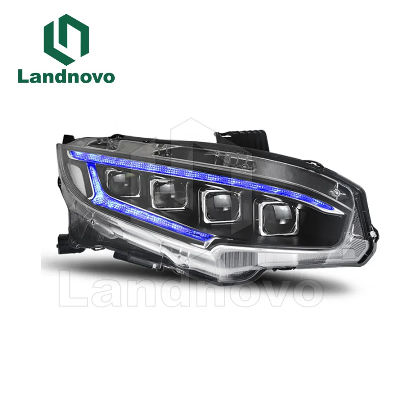 Landnovo full led Modified Car Head Lights Tail Light Halogen & Xenon for Honda Civic 2016-2020 head lamp headlight