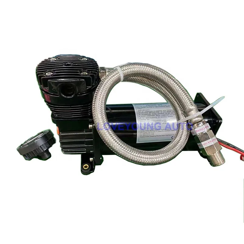 Black high quality car repair modified suspension tire/ball inflation auto spare parts trailer parts 12V DC automatic air pump