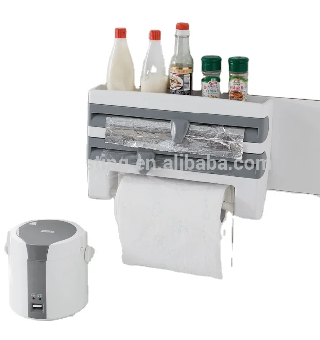 
Kitchen Towel Foil Dispenser Cling Film Roll Holder Cutter Wall Mounted Plastic 