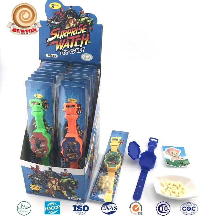 Игрушечные часы супергероя с фруктовыми твердыми конфетами для детей