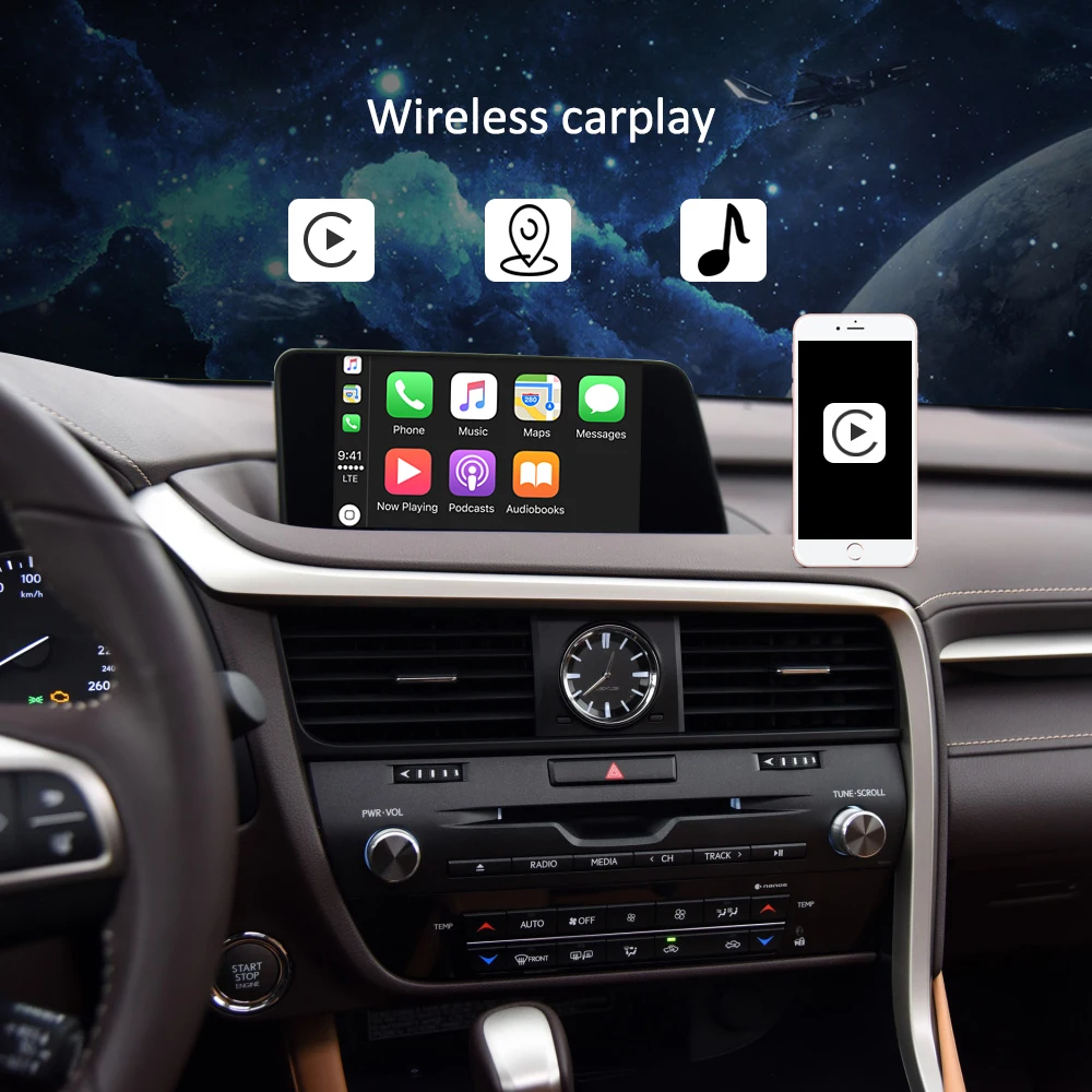 
Wireless carplay box vehicle voice navigation multimedia mirror link for Lexus NX ES UX IS CT RX GS LS LX LC RC 2014-2019 