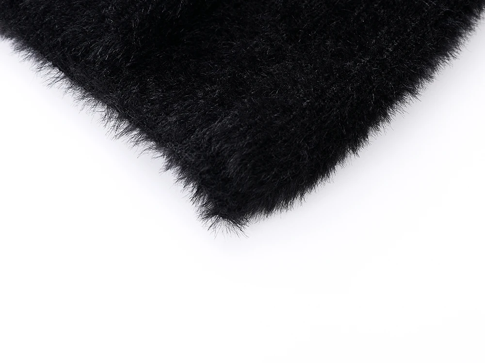 Spring Knitwear Ladies Knitted Womens Black Hairy Cardigan Sweater with Pattern