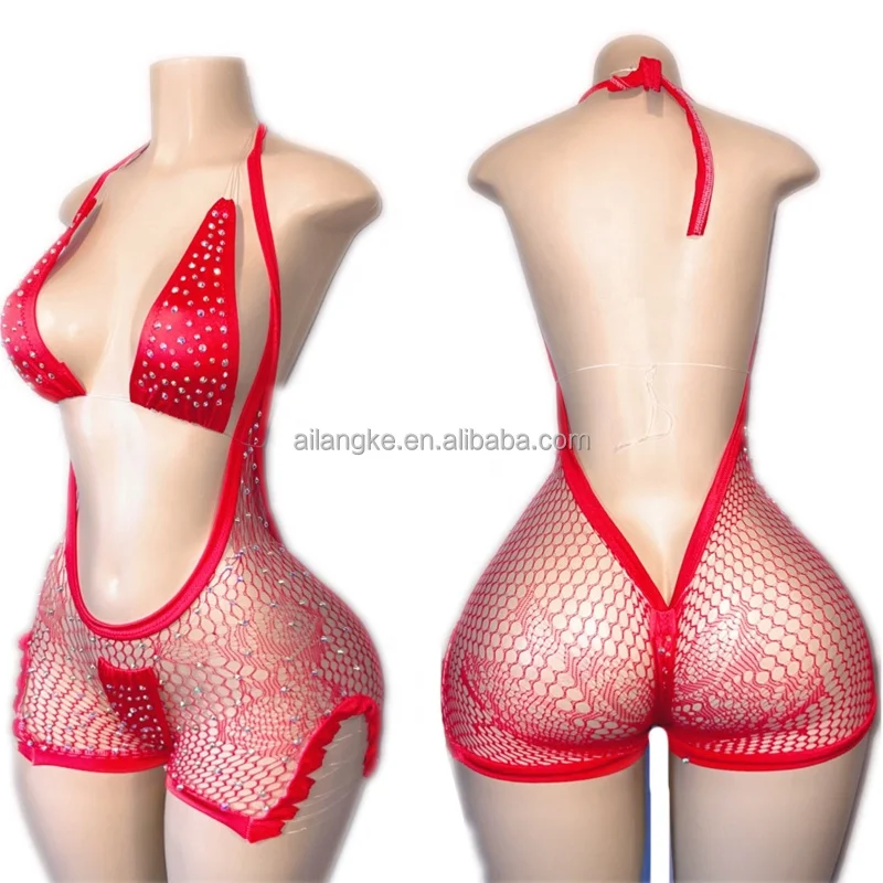 Top Ranking Best Reviewed Ballroom Performance Wear OEM Factory Diamond Fishnet Exotic Dancewear