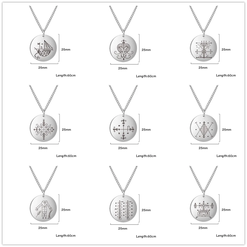 Hot Selling 18K Gold Plated Stainless Steel Custom Logo Pattern Disc Pendant Hip Hop Men Necklace