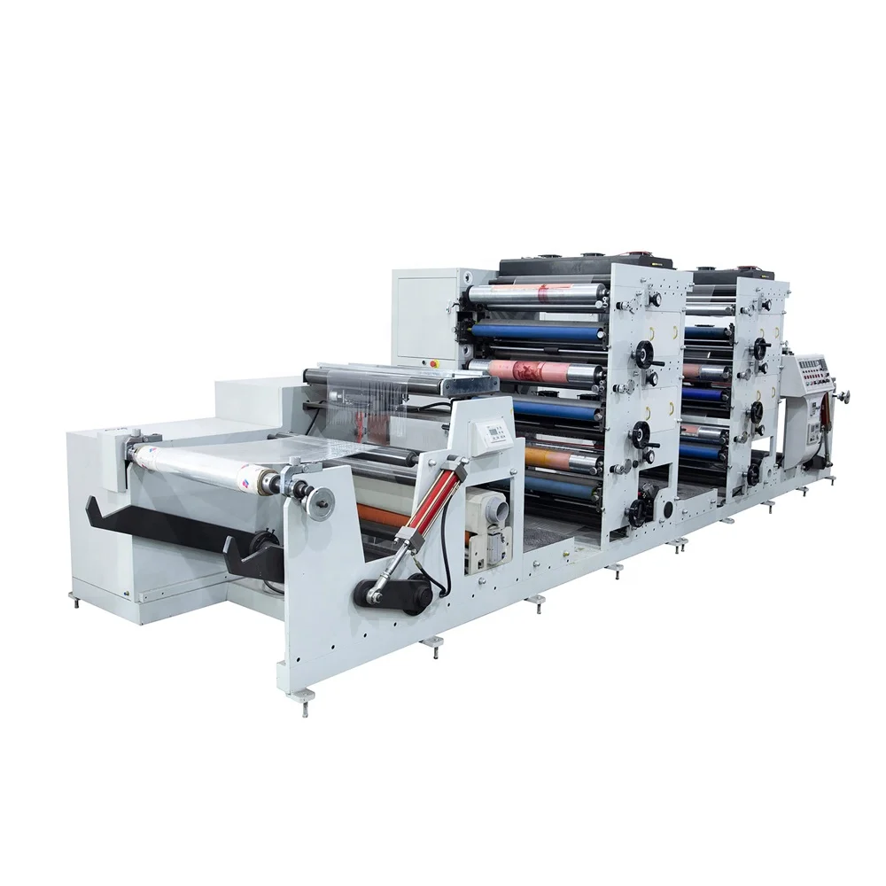 HJRY-650 3+3 6 Color Film Foil Paper Flexographic Printer Double Tower Video Monitor Flexo Printing Machine