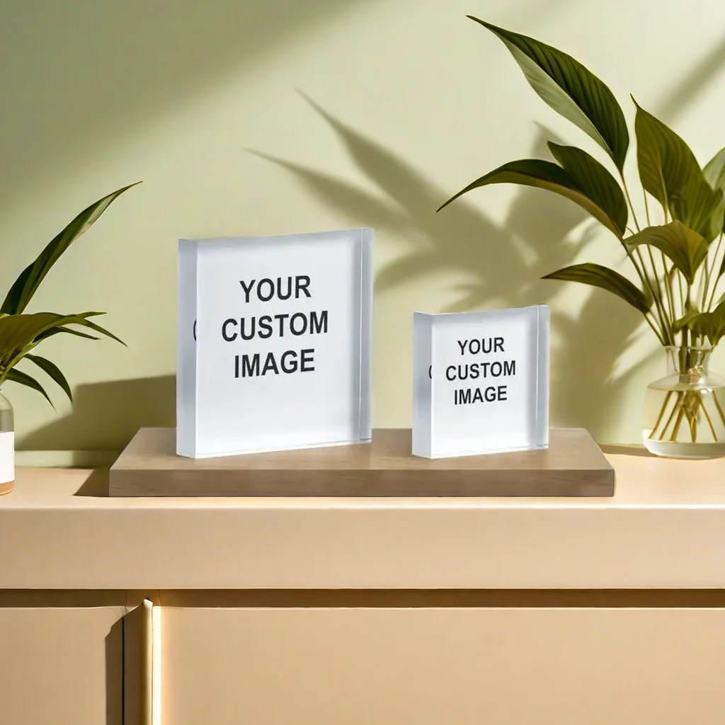 Custom Printed Clear Plate Nameplate Advertising Signage Plaques  Logo Product Brand Acrylic Block  Display