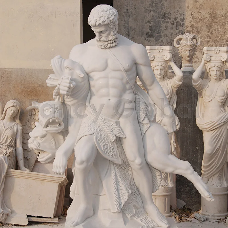 Hand Carving Marble Roman Ancient Greek Statue Hercules Sculpture