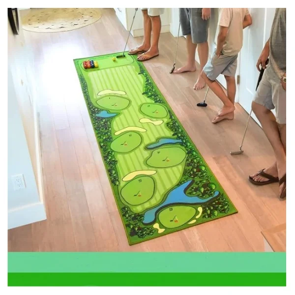 Machine Made Indoor Putting Green with Golf Putting and Hitting Mat for Training Practice