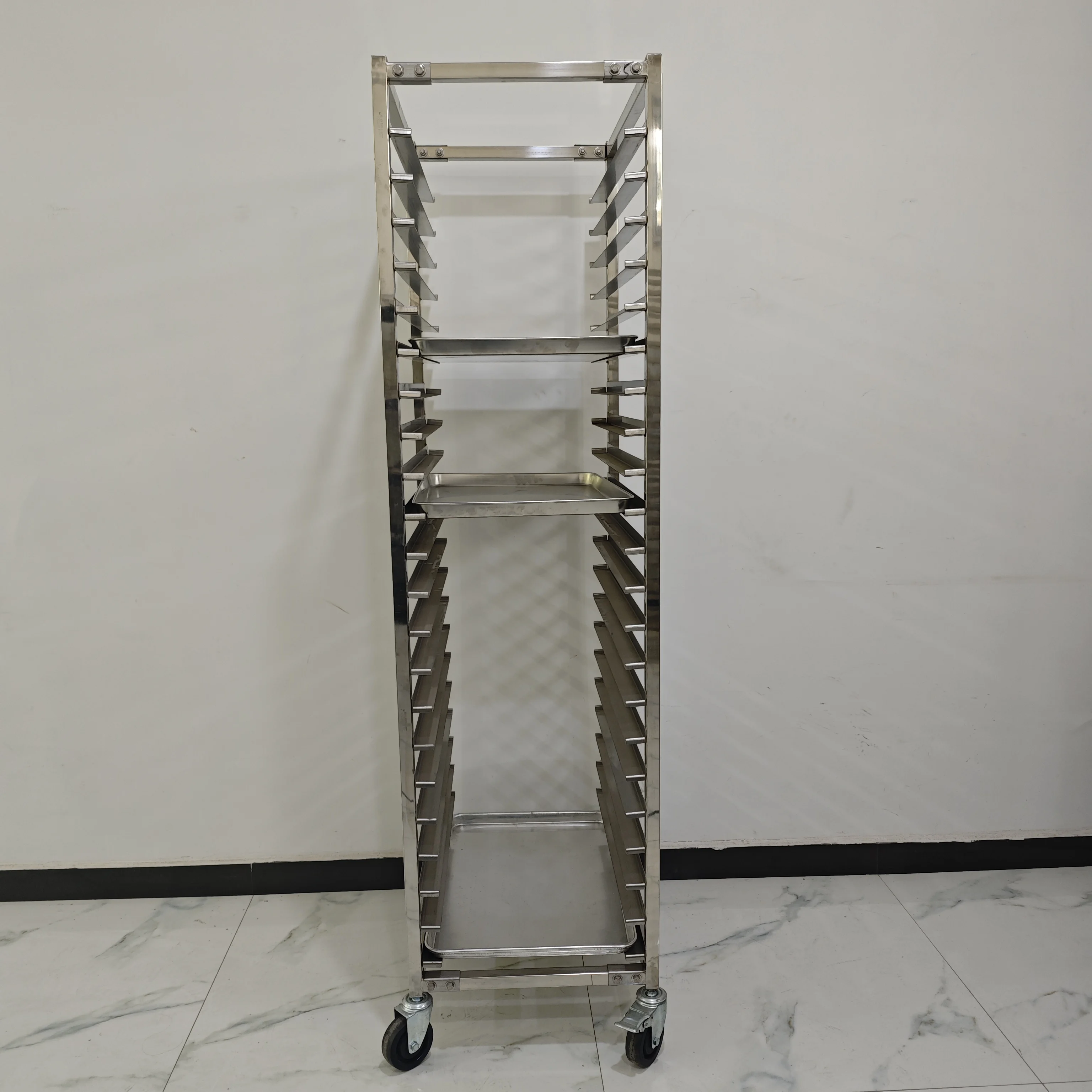 Customizable food grade 304 stainless steel tray trolley , multifunctional commercial truck rack , stainless steel pallet rack