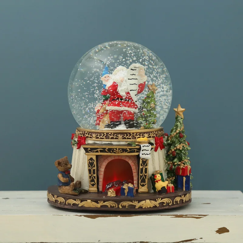 Custom Christmas crystal ball large light music automatic snow Santa Claus glass decoration foreign trade Christmas SNOW GLOBES