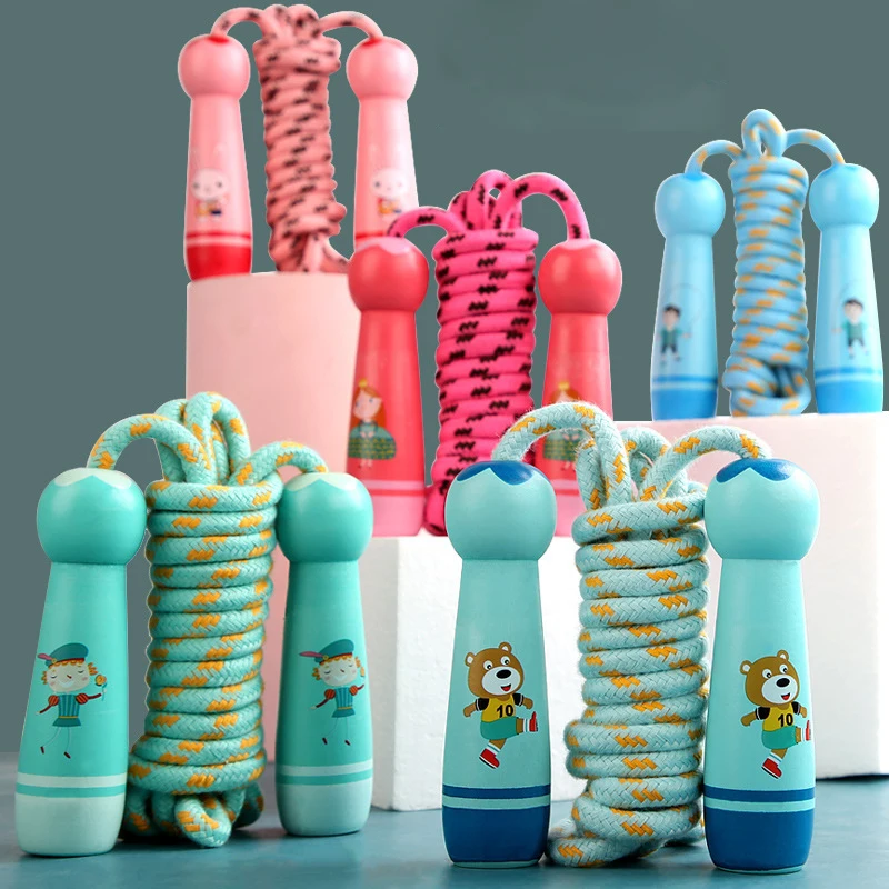 Best Selling 3m Long Skipping Rope Colorful Pattern Printing Wooden Handle Skipping Rope for Children Fitness