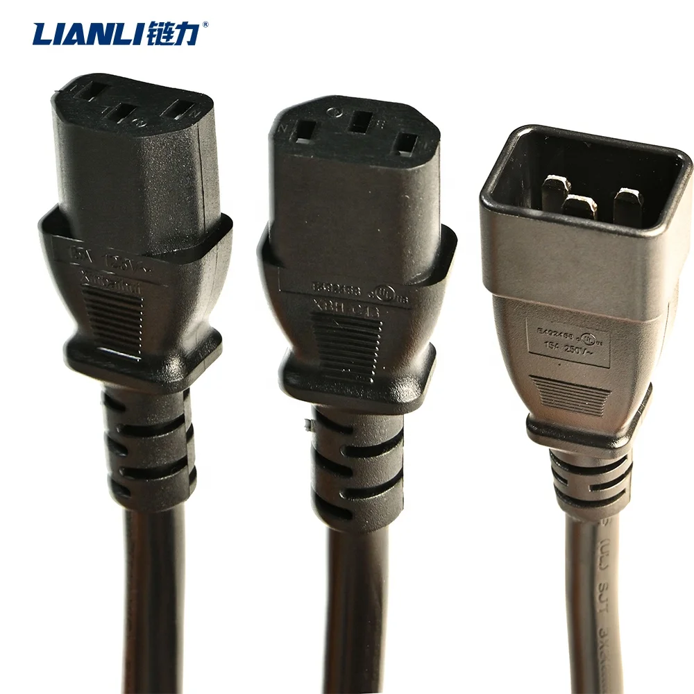 C20 To C19 Power Extension Cord VDE EU USA IEC C14 C20 To IEC C13 C19 Power Cord