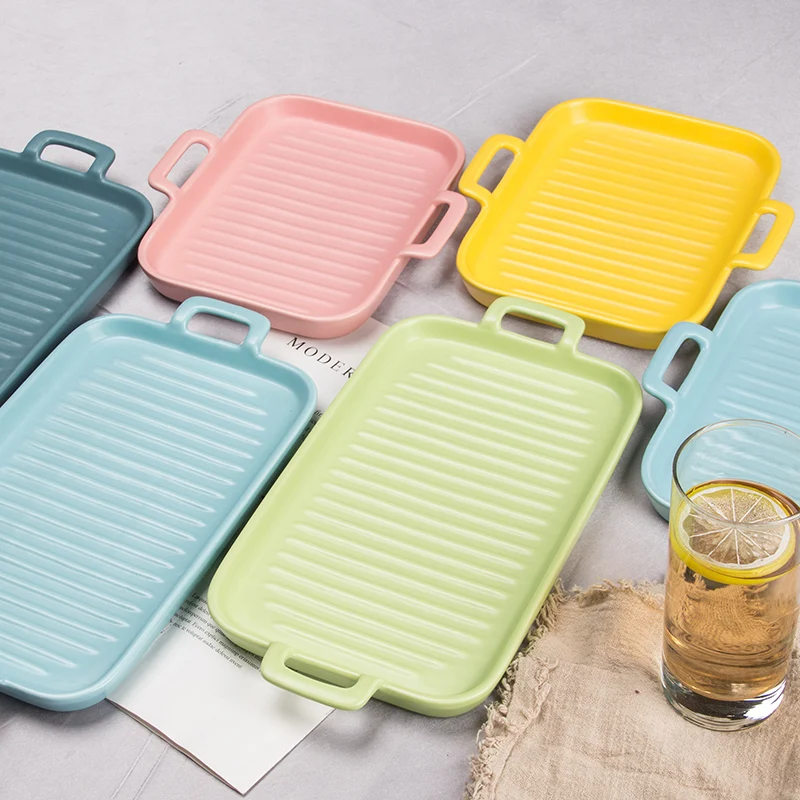 
Colorful Ceramic Baking Dish Ceramic Bakeware Microwave Bake Tray Baking Set Kitchenware With Handles 