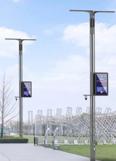 Light Pole With Cctv For Outdoor In Smart City Integrated Smart Poles Hot Point Base Station ADV Player