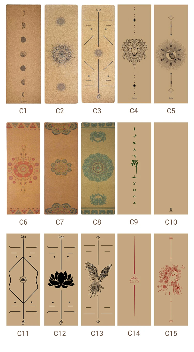 
Wholesale High Quality Bird Pattern Organic Cork Natural Rubber Yoga Mat Manufacturer 