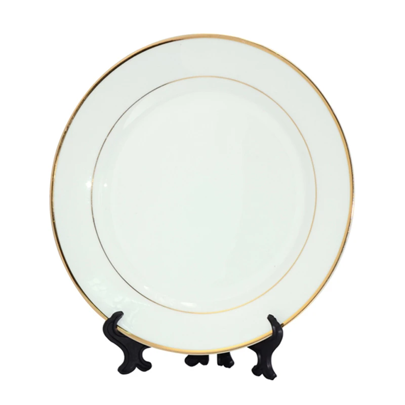 
8inch Sublimation gold edge ceramic plate white blank 