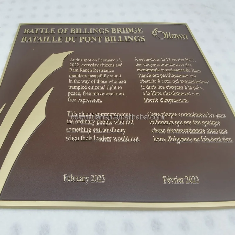 HONGSEN Custom Metal metal nameplate embossed Plaques sign company logo house number brass bronze plaque Brass Office Signs