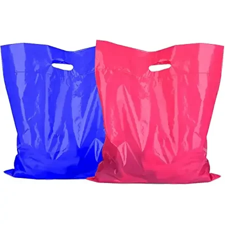 Printed extra large plastic die cut shopping bag custom logo poly pe plastic reusable shopping bags with handle