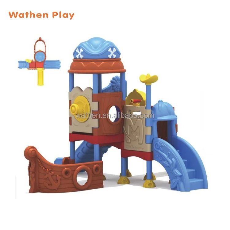 Wholesale Small Kids Plastic Slide Pirate Ship Children Outdoor Playground Equipment for City Park