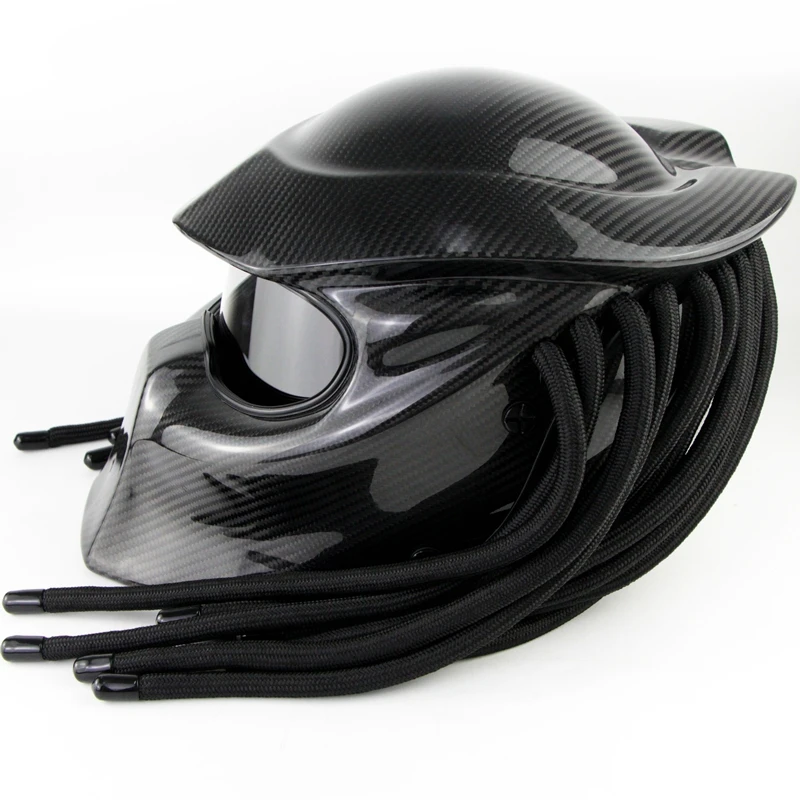 Soman SM957 Carbon Fiber Full Face Motorcycle Helmet Predator Style Casco with Laser red Light