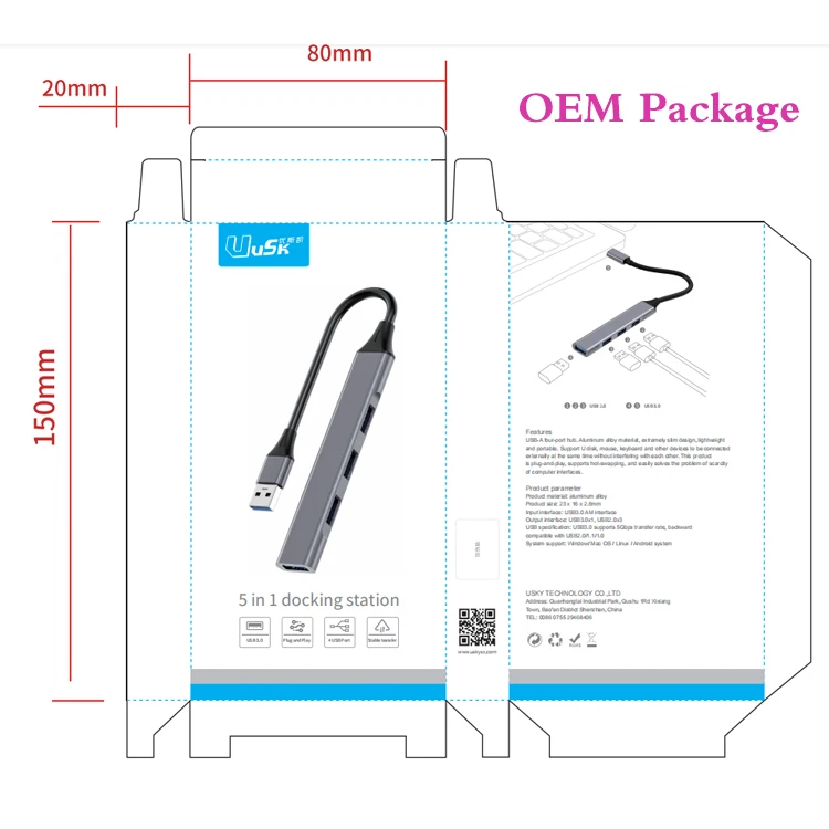 USB Adapter 4 in 1 3.0 New Desgin Type c 4 Ports USB Hub  Multi Function USB HUBS