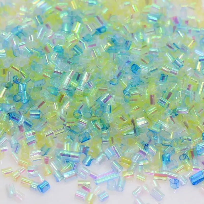 2*3mm Cotton Candy Iridescent Crispy Bingsu Beads for Crunchy Slime Iridescent Straw Beads 3D Glitter Slime Supply