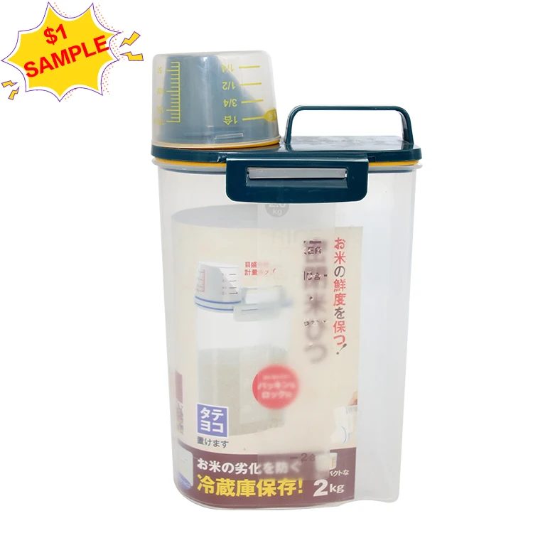 Newstyle Blue Large 10Kg Capacity Plastic Cereal Grain Rice Dispenser Food Storage Container For Shop