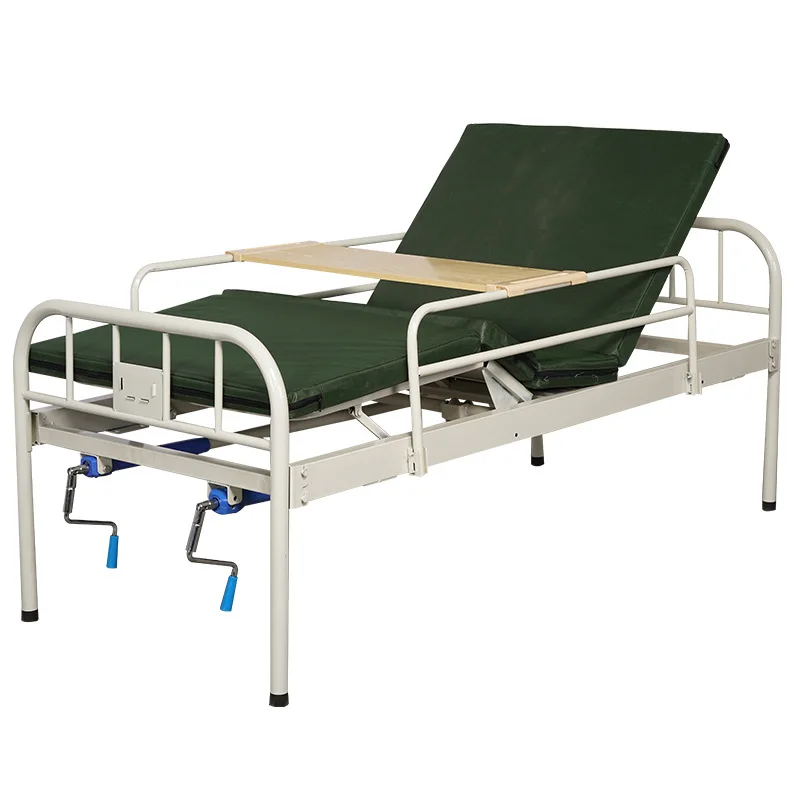 Factory Direct Hot Selling Manual Medical Bed with Double Shaking Iron Plate Head ISO Certified for Hospitals