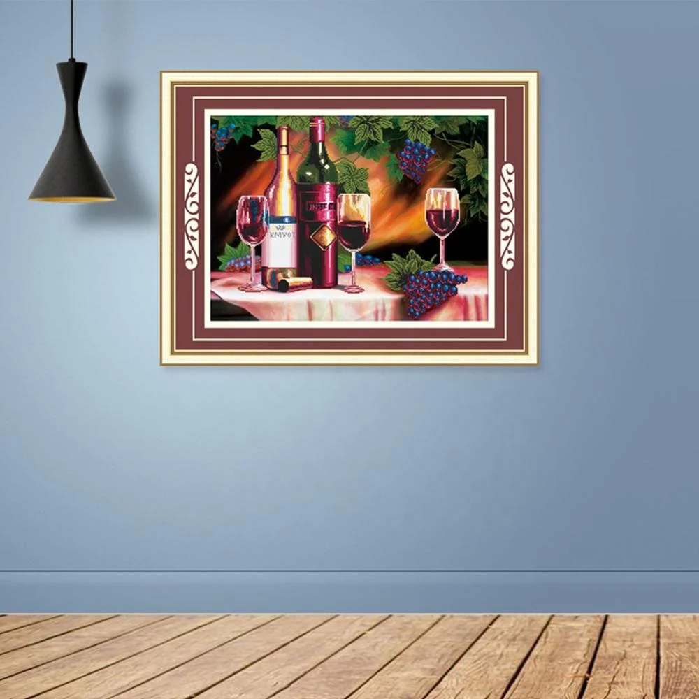 
Wholesale Wall Art Realistic Style Dinner Wine Still life Oil Painting Pattern Handmade Craft Home Decor 5d Diamond Painting 
